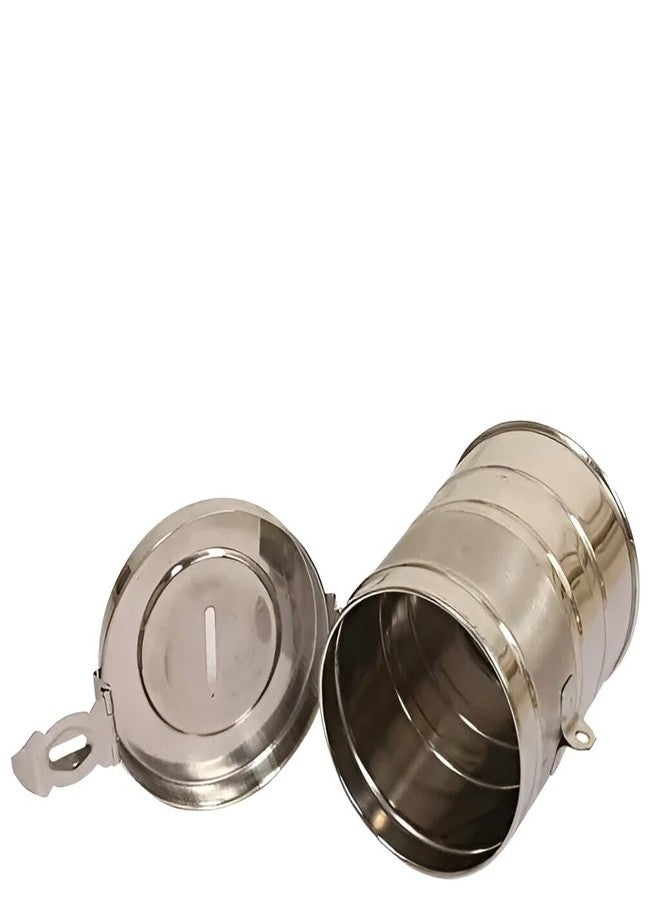 EvoFlex Coin Box/Piggy Bank/Gullak/Donation/Suggestion Box/Antique Coin Bank Box Money Organiser/Coin Money Bank Piggy Bank Money Bank Stainless Steel Body, 12.2 x 10.1 cm, Silver - Image 4